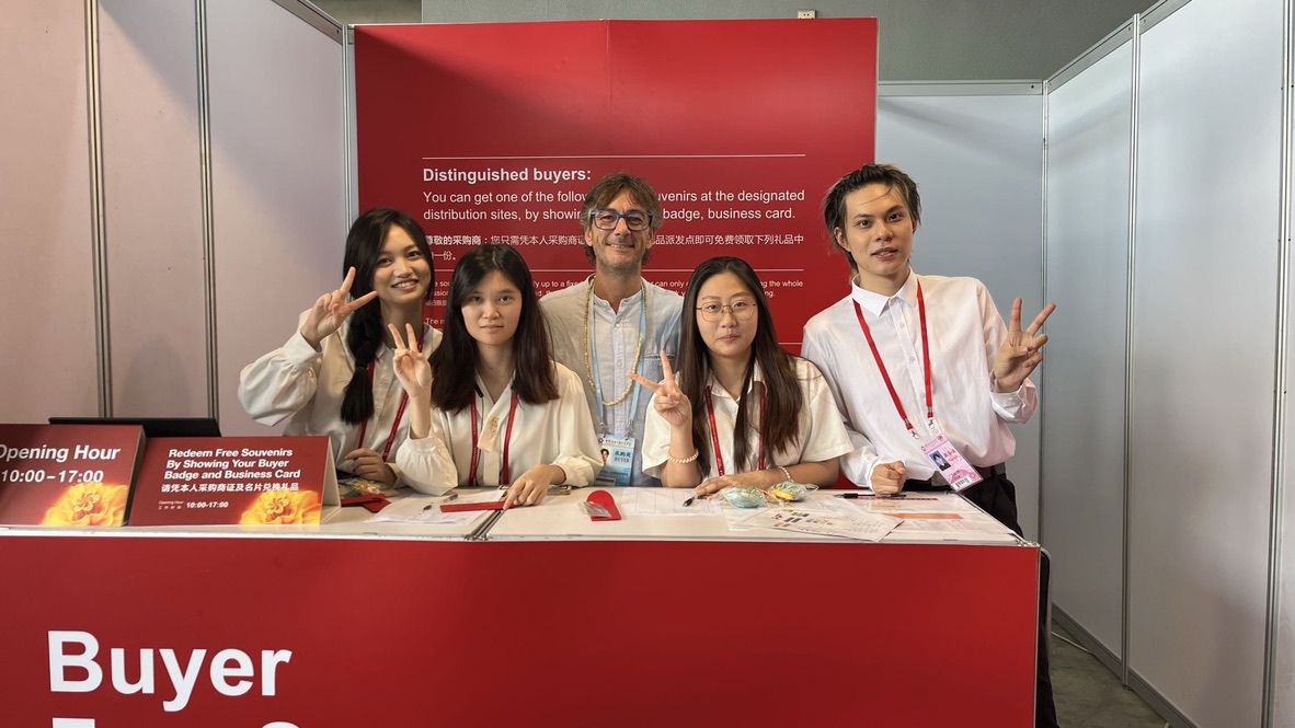 Dani en zona de compradores de Canton Fair